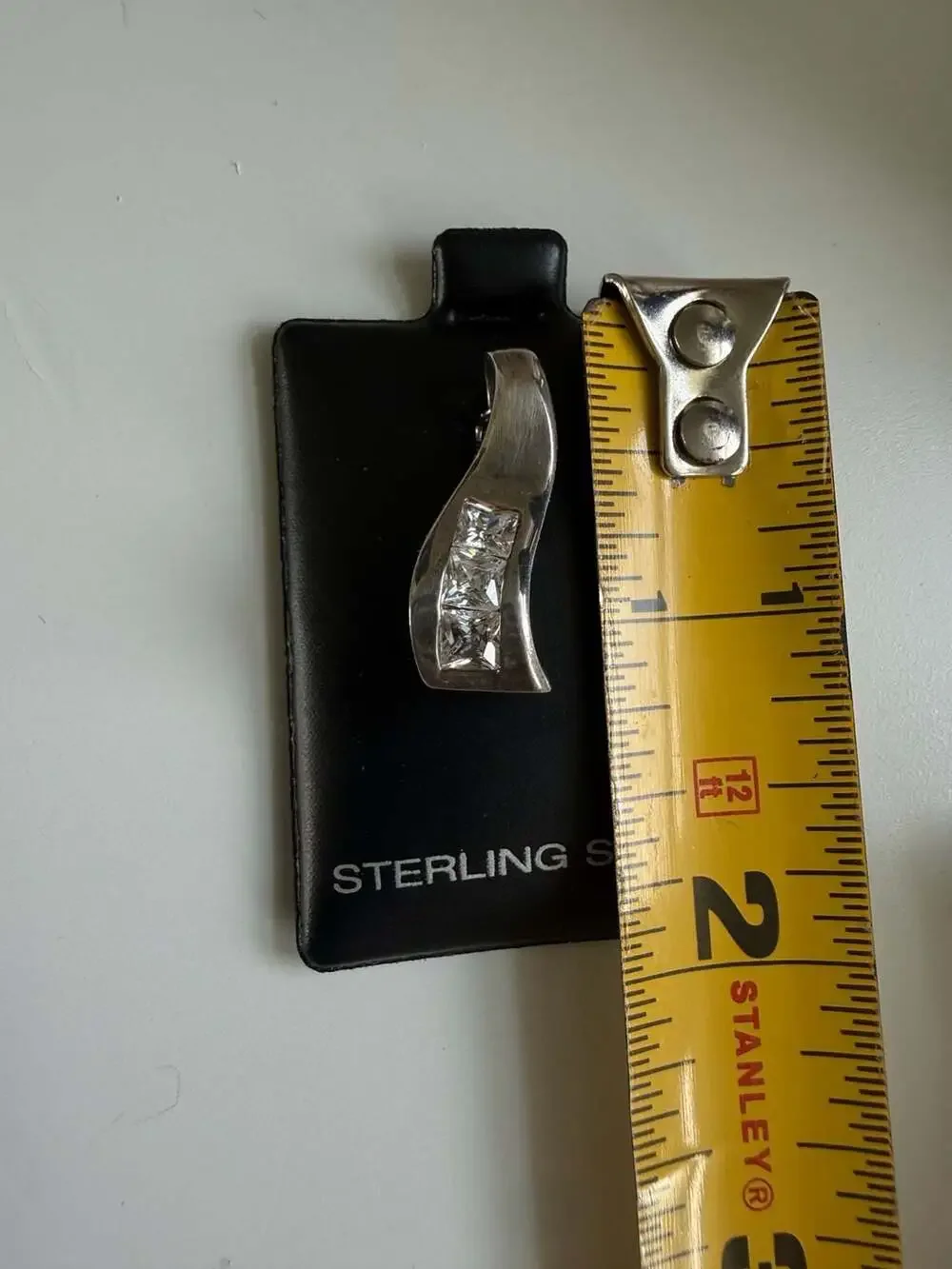 Sterling Silver 925 Cubic Zirconia Wave Slide Pendant